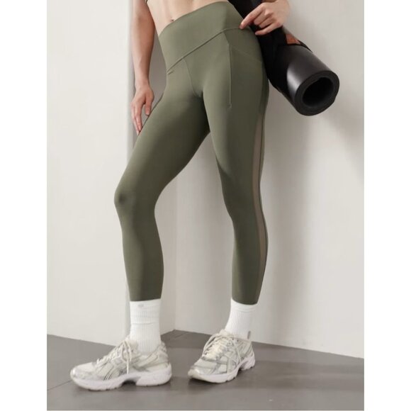 Athleta M Salutation Stash Mesh 7/8 Tight Moss Mesh Medium - Picture 5 of 10